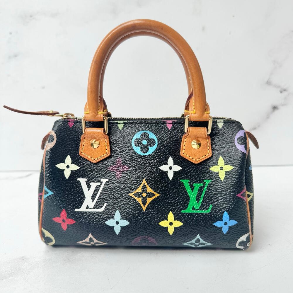 Louis Vuitton X Takashi Murakami Multicolor Noir Monogram Mini Speedy